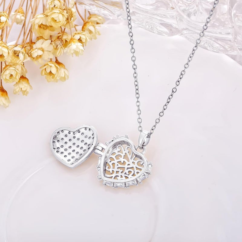 YOUFENG Love Heart Locket Necklace that Holds Pictures Photo Locket Birthday Gifts - Image 3
